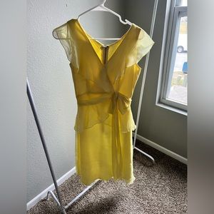 Yellow ruffle cocktail dress